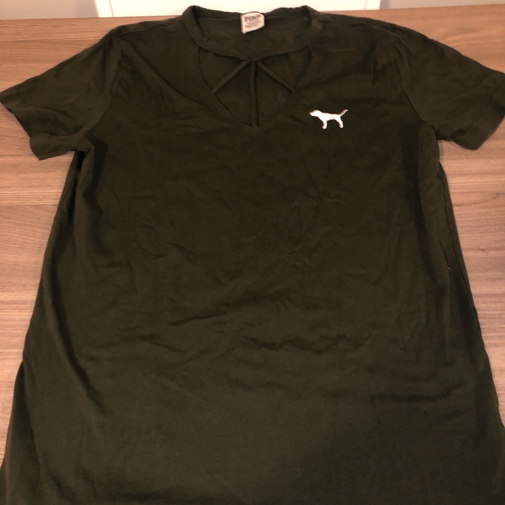 Pink By Victoria’s Secret  Green Criss Cross Tee